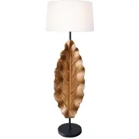 Invicta Vloerlamp LEAF 130cm met stofkap teak wit naturel - 46938