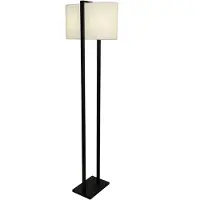 Invicta Vloerlamp COLLEEN 160cm metaal zwart met witte lampenkap - 47903