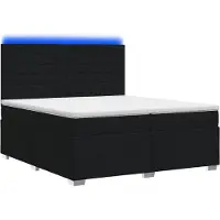 vidaXL LED boxspringbed met matras, zwart, 200 x 200 cm, gestoffeerd