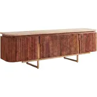 Riess TV-Meubel GATSBY 160cm retro stijl mangohout travertijn blad bruin goud - 49282