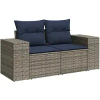 vidaXL 7-delige loungeset voor buiten, met kussens, grijs, kunststof riet