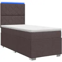 vidaXL LED Boxspringbed met Matras Donkerbruin 100 x 200 cm Stof