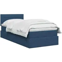 vidaXL LED-bed met opbergruimte en matras, blauw, 90 x 200 cm, met stoffen bekleding