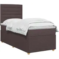 vidaXL Boxspringbed met matras, donkerbruin, 100 x 200 cm, met stoffen bekleding