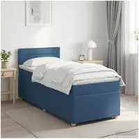 vidaXL Boxspringbed met matras met hoofdeinde Blauw 100 x 200 cm Stof