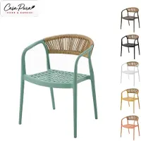 Floordirekt Tuinstoel Solaro, outdoor stoel met armleuningen en rugleuning van touw, groen, set van 6