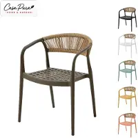 Floordirekt Tuinstoel Solaro, outdoor stoel met armleuningen en een rugleuning van touw, antraciet, set van 6