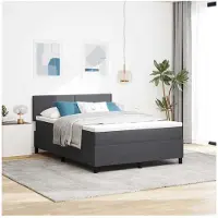 vidaXL Boxspring bed Donkergrijs en Wit 140 x 200 cm Corduroy stof