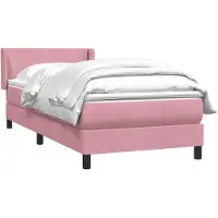 vidaXL Boxspring met matras fluweel roze 80x220 cm