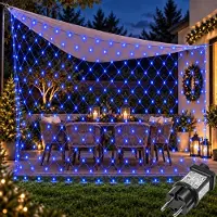 Rosikey 3x2 meter, 200 LED-lichtketting, lichtnet, blauw, lichtgordijn, 8 lichtmodi, voor binnen, feestdecoratie, kerstverlichting