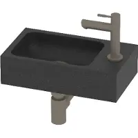 Basic Line Hit Fonteinpack 40x23cm - Hardsteen - 1 Kraangat - Rechts - Blue Stone / Brushed Nickel - 8718835127510 - Rechthoekig - Wastafels,