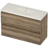 Basic Line Score 39 Badmeubel 100x39cm - 2 Lades - Scotch Oak - Badkamermeubels, Badmeubel Sets - 8718835823412