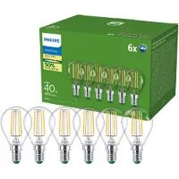 Philips Filamentkogellamp helder 40W P45 E14 x6