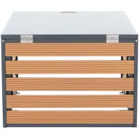 MCW XL robotmaaier garage met deksel -L45, overkapping voor grasmaaiers, WPC metaal 43x70x90cm ~ eiken look