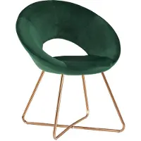 Duhome Eetkamerstoel, make-uptafel stoel, woonkamerstoel, fluweel fauteuil, keukenstoel, gestoffeerde stoel met gouden metalen poten, donkergroen