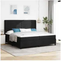 vidaXL LED boxspringbed met matras, zwart, 200 x 200 cm, gestoffeerd