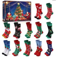 Merkloos 12 paar kerstsokken voor dames, met een thema van een adventskalender