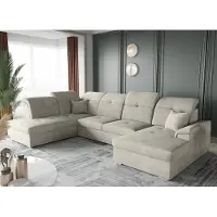 Fun-Möbel Zitmeubel met slaapbank FREJA, bekleding: stof Brooklyn, kleur: beige, lange zijkant links