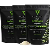 IK-Handelsgruppe Vita Elements Multicollageen Poeder Set van 3 454g Gewrichten Hyaluronzuur Biotine Voedingssupplement