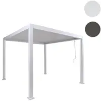 Mendler Pergola HWC-P65, terrasoverkapping, tuinpaviljoen, lamellenpaviljoen, aluminium frame van 10 cm, 3x3 meter, wit