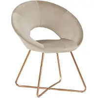 Duhome Eetkamerstoel, make-uptafel stoel, woonkamerstoel, fluweel fauteuil, keukenstoel, gestoffeerde stoel met gouden metalen poten, beige
