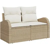 vidaXL Tuin Sofa met kussen Beige 124 x 62 x 69cm poly rattan
