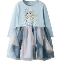 Name it Jurk 'NMFSori Frozen' blauw / pastelblauw / goud / pastelroze