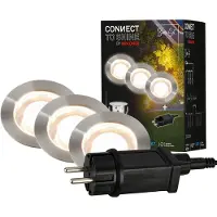 Briloner LED buitenverlichting, inbouwspots voor de grond, Kebony Connect to Shine, startset van 3 stuks, 0,6W, warmwit