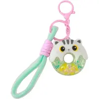 I-Total Sleutelhanger Donuts Witte Kat Keychain Donuts WHITE CAT Plastic and Metal 5.0x5.2x1.8cm