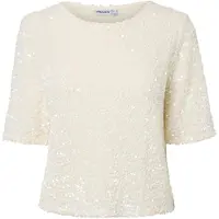 Pieces Pckammy Pailletten Top Met Korte Mouwen Dames Wit XL