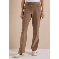 Cecil Dames Broek met High Waist en Wide Leg pijpen in een Loose Fit pasvorm - Bruin - 26