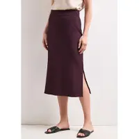 Street One Dames Geribde midirok met elastische tailleband - Rood - 38