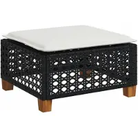 vidaXL Tuinkruk met kussen 63,5x56x32 cm poly rattan zwart