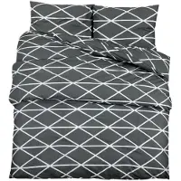 vidaXL Dekbedovertrekset 155x220 cm katoen donkergrijs en wit