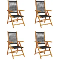 vidaXL 4-delige set verstelbare klapstoelen van zwart massief hout (akazie)