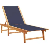 vidaXL Zonnebed, blauw, massief acaciahout en textielstof