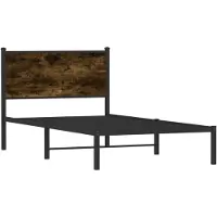 vidaXL Metalen bed zonder matras, gerookt eikenhout, 100x190 cm