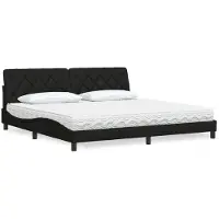 vidaXL Bed met matras, zwart, 200x200 cm, met stoffen bekleding