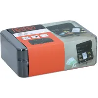 Black & Decker Black&Decker Geldkistje/kluisje - 2 sleutels - zwart - staal - muntbakje - 25 x 18 x 9 cm