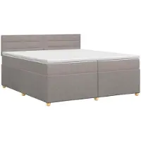 vidaXL Boxspringbed met matras met hoofdeinde Taupe 200 x 200 cm Stof