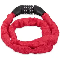 Relaxdays 3x fietsslot - kettingslot - cijferslot - 120 cm - rood - bromfietsslot