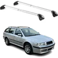 Aurilis Draagbalken, basisdrager voor Skoda Octavia Wagon, bouwjaar 1998-2020, 5-deurs, aluminium, grijs, 2x ABE-certificaat
