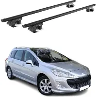 Aurilis Draagrek bagagedrager voor Peugeot 308 Wagon, modeljaren 2008-2014, aluminium, zwart, 2-delig, met ABE-certificaat