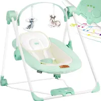 Kidiz Wipstoel Baby Elektrisch Babyschommel tot max 9kg - Schommelstoel voor Baby Swing met Speelboog en 5 schommelsnelheden - Mintgroen