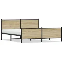 vidaXL Bedframe zonder matras metaal sonoma eikenkleurig 193x203 cm