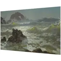 Wallfluent Fotobehang - Grijs Vliesbehang - 152x104 cm - Stormachtige Zee Fotobehang Vlies - Woonkamer behang Landschappen - Muurschildering - Woonkamer behang