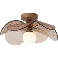 QAZQA Design plafondlamp donker brons met ribbel glas - Kemner
