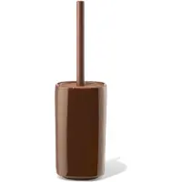 HEMA Toiletborstel en houder ⌀10.5x19cm keramiek bruin (bruin)