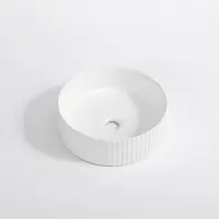 Qeramiq Arto waskom - 35x35x11.5cm - geribbeld - rond - keramiek - mat wit SW1413960