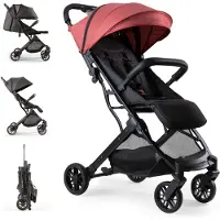 Interbaby Reisbuggy, geschikt voor kinderen tot 22 kg, handbagageformaat, met ligfunctie (rood)